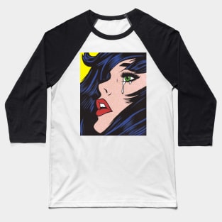 Sad Pop Art Woman Baseball T-Shirt